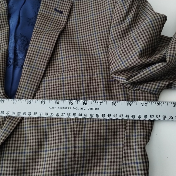 Ted Baker No Ordinary Joe Blazer Mens Size 40R Brown Checks Lined Wool Office - Picture 7 of 13